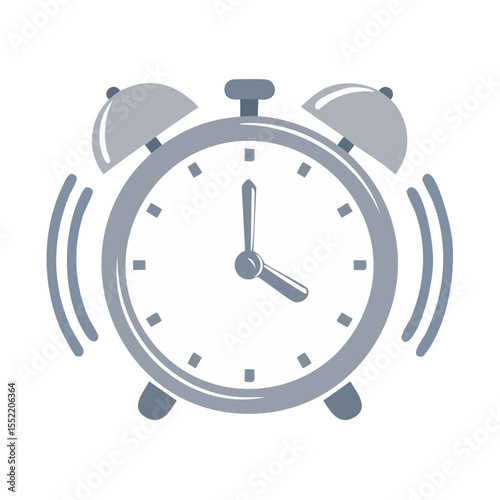 Ringing Alarm Clock Cartoon Icon - Reminder, Time Management, Wake Up Call Symbol