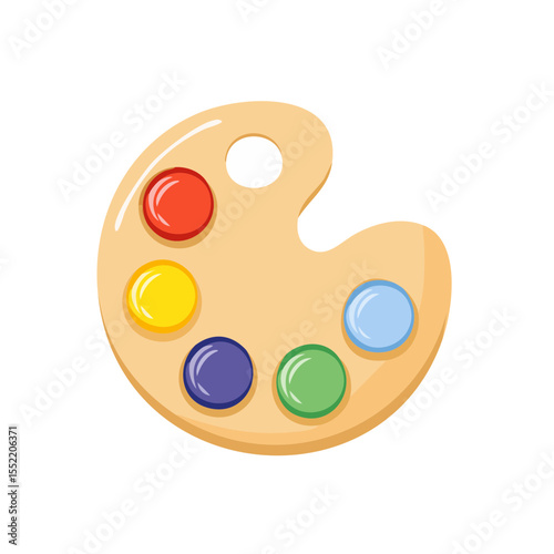 Illustration of Colorful Paint Palette for Artistic Creativity with Primary and Secondary Colors