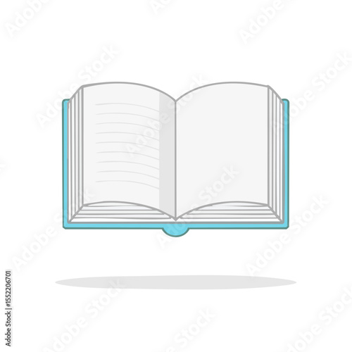 Open Book Illustration With Blank Pages For Learning And Reading. Flat Design Style For Education, Literature, Or Knowledge Concepts.
