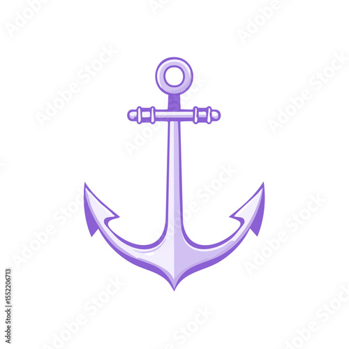Whimsical light purple anchor illustration against black background, nautical symbol for ocean, sea, and boats, isolated clip art graphic