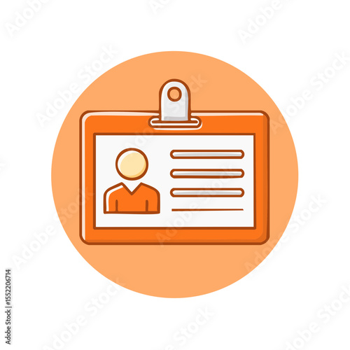 Identification Badge Icon Depicting Employee Identification Card Cartoon Illustration