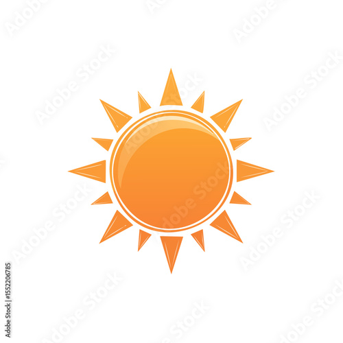 Bright orange sun vector illustration with jagged edge design on a dark background symbol of summer heat weather sunshine