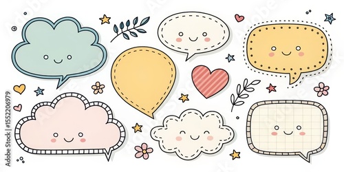 Cute Kawaii Speech Bubbles ...