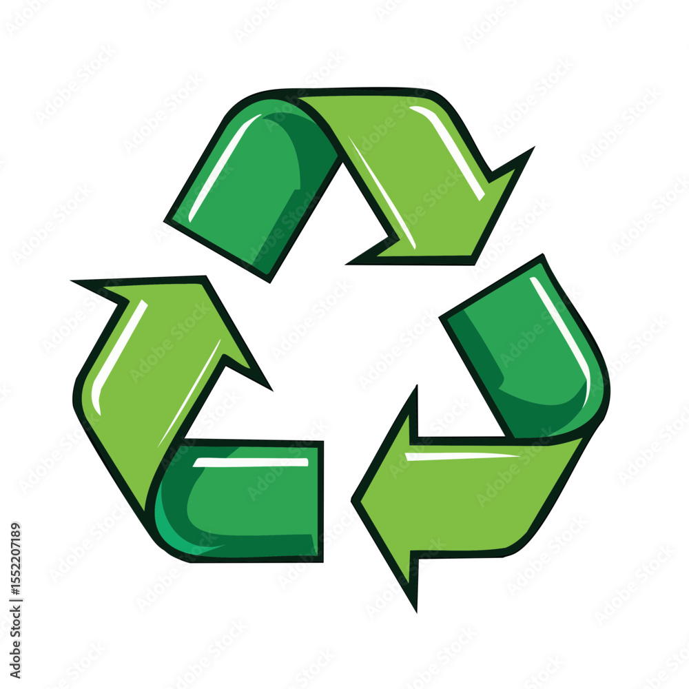 Fototapeta premium Green Recycle Symbol Circular Arrows Design on Black Background Eco Friendly Initiative Environmentally Conscious Icon