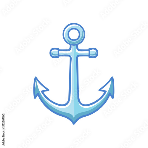 Nautical themed light blue anchor graphic against black backdrop for nautical design and maritime projects illustration