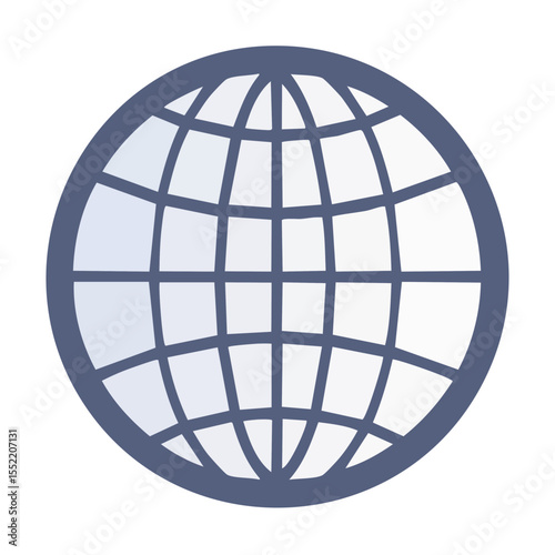 Global network icon illustration showing worldwide connection and communication concept with global internet grid for business