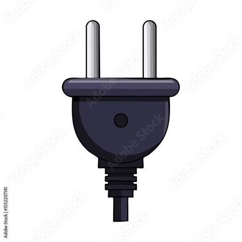 Electric plug illustration on a black background shows simple electrical cord or power cord connector