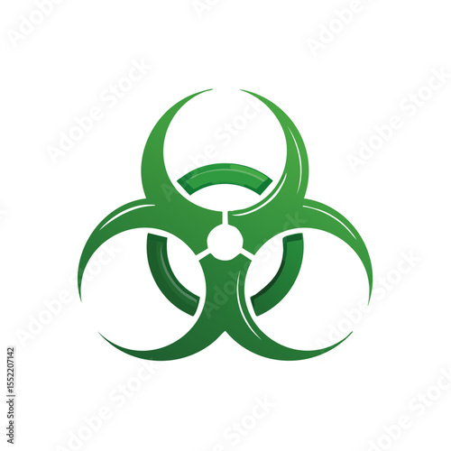 Iconic Biohazard Symbol Green Design Representing Biological Risks and Medical Waste Isolated on Black Background