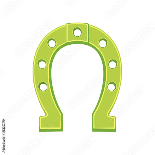 Green Horseshoe with Holes, Symbol of Luck, Western and Irish Culture