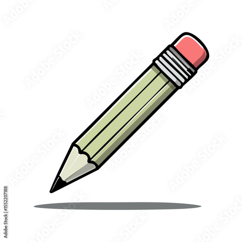 Simple Illustration of a Graphite Pencil with Eraser for Writing and Drawing on a Black Background