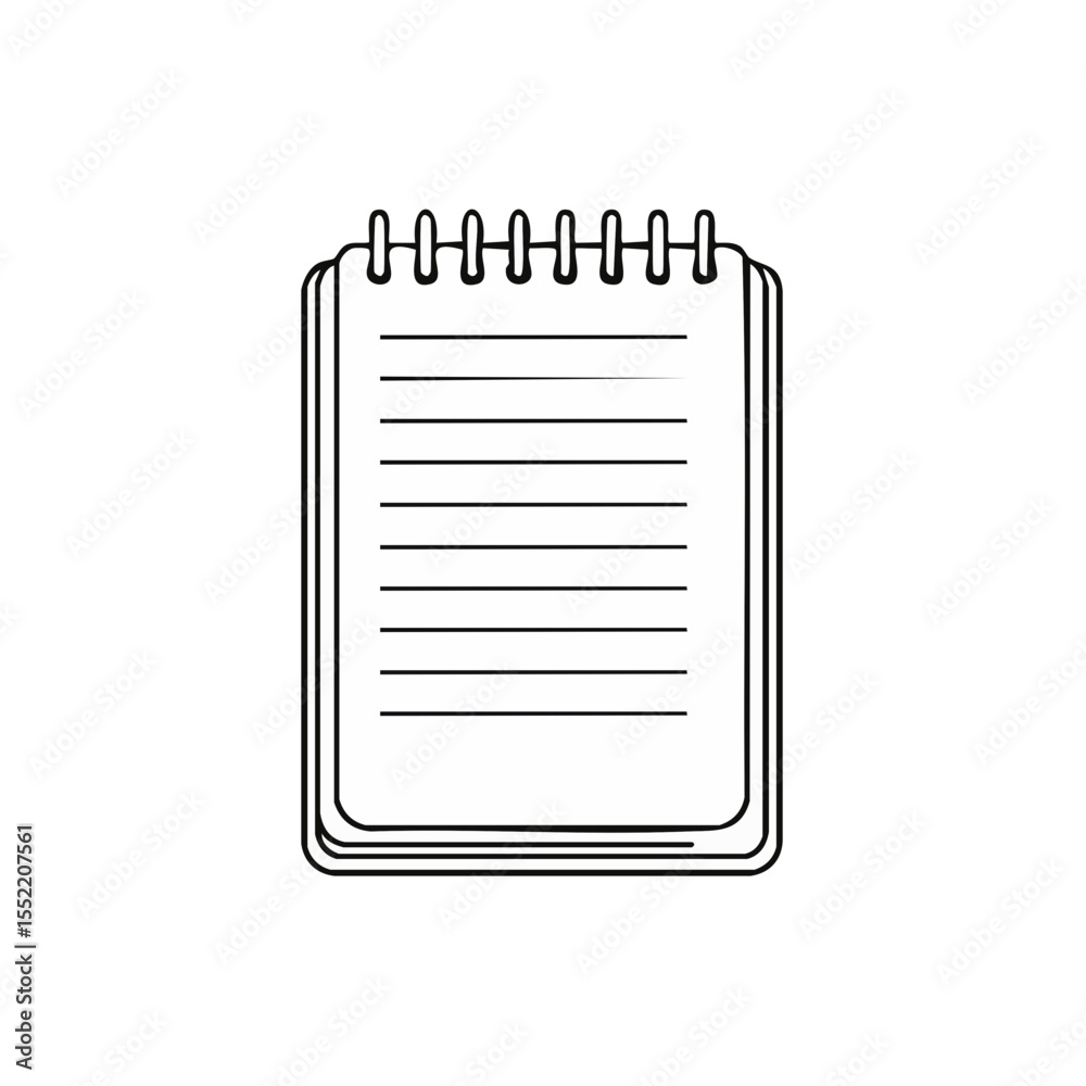 White Notepad with Black Background Line Art Style Isolated on Black Planning Concept White Notepad with Black Background Line Art Style Isolated on Black Planning Concept