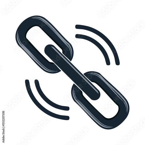 Cartoon Illustration of Linked Chain Rings Signifying Connectivity or Linkage Isolated on Black Background Symbolizing Strength or Unity