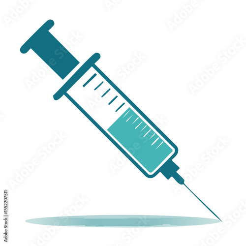 Medical Syringe Illustration with Needle Ready for Injection Liquid Substance in Vector Style for Health and Wellness Concepts