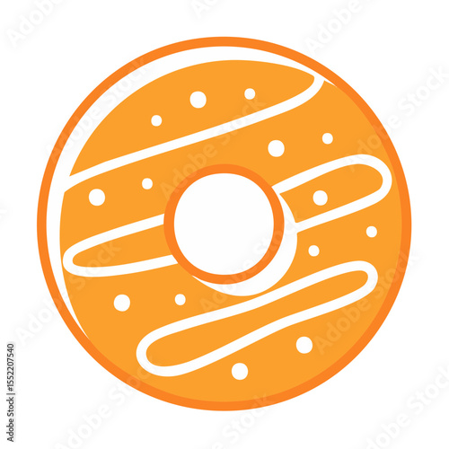 Orange Donut with White Icing and Sprinkles Simple Flat Vector Graphic Design Delicious Confection Illustration Treats Bakes Goodies Desserts