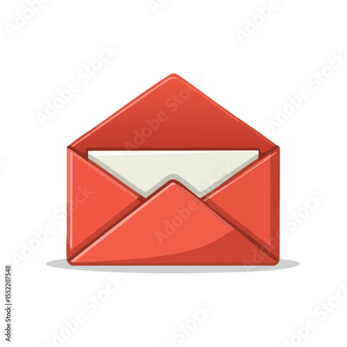 Open Red Envelope with White Letter Inside Communication Concept Vector Illustration Design for Messages or Invitations