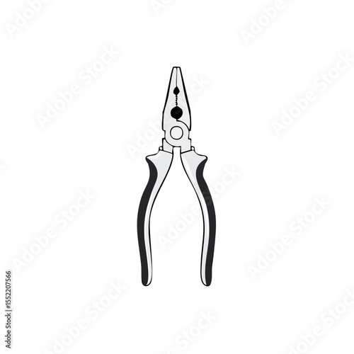 Illustration of Needle Nose Pliers with Gray Handles on Black Background