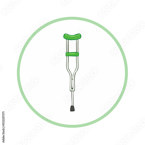 Illustration of Green Crutch Mobility Aid Medical Recovery Walking Support Tool