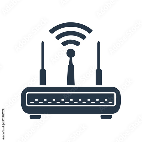 Wireless Router Illustration Featuring Antennas and Wi-Fi Symbol for Home Network Connection