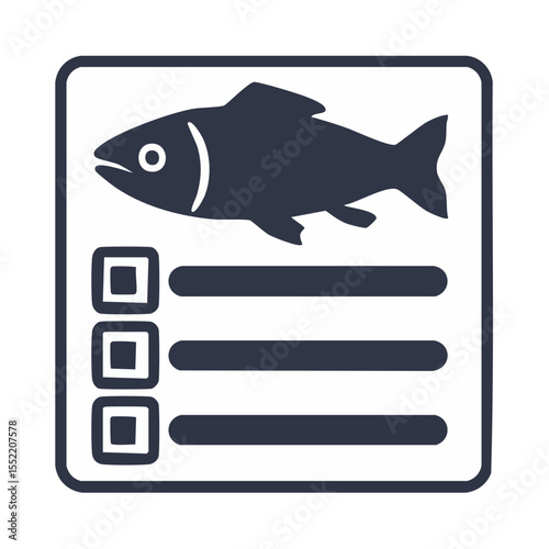 Fish Checklist Design Showing Seafood Choices with Boxes and Lines on White Background