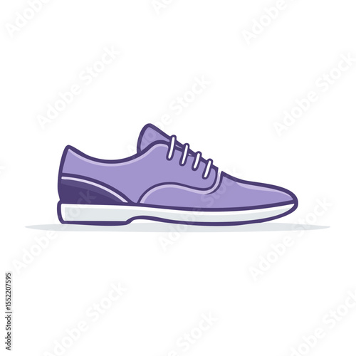 Cartoon style purple shoe with white laces for fashion and casual wear illustration