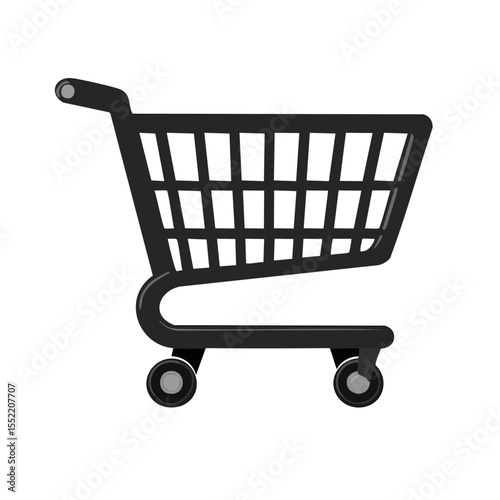 Black Shopping Cart on Black Background for Retail and Supermarket Concepts