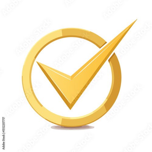 Golden Checkmark Verification Symbol inside Circle Validation or Approval Icon