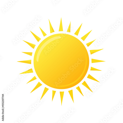 Radiant yellow sunburst on black background simple cartoon style vector illustration for weather summer heat and positive energy