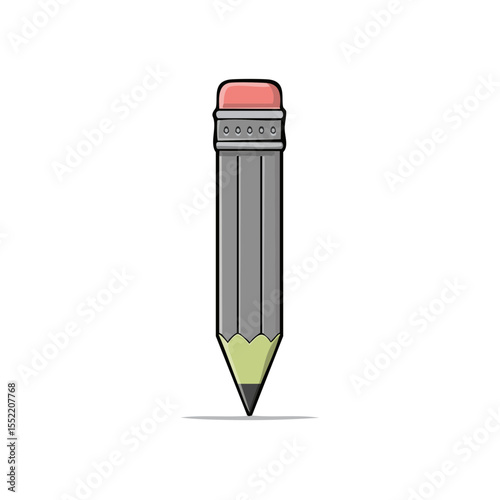 Illustration of Gray Pencil Drawing a Line on Black Background, School Supplies