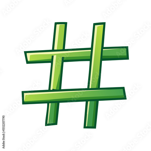 Lime Green Hashtag Symbol Against Black Background - Social Media, Number, Sign Icon
