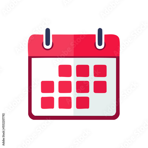 Calendar icon illustration showing schedule and planning concept with red and white colors against black background