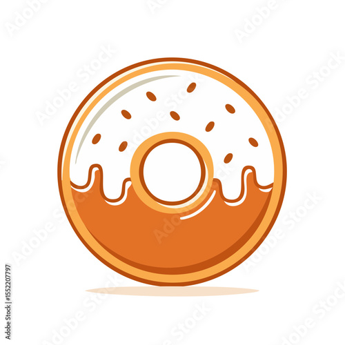 Delicious Donut with White Icing and Sprinkles on a Black Background Sweet Temptation