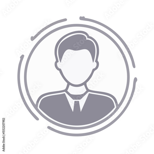 Male Avatar Icon of Person with Shirt and Tie in Circle Frame