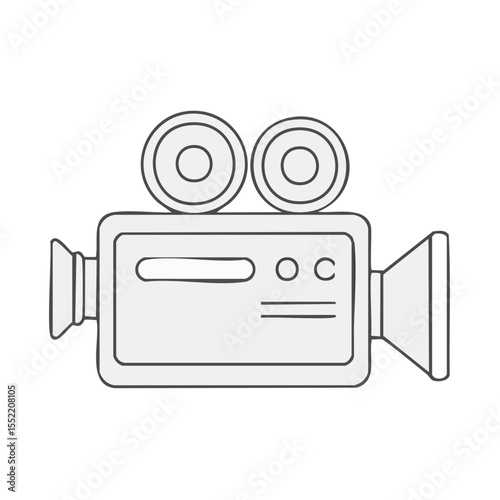 Illustration of an Old Film Camera for Filmmaking Isolated on Black Background