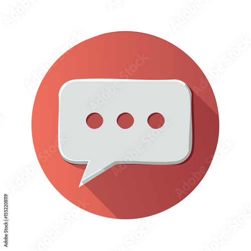 Stylish communication bubble illustration in red circle for messaging and social media with dialogue loading dots for online conversations