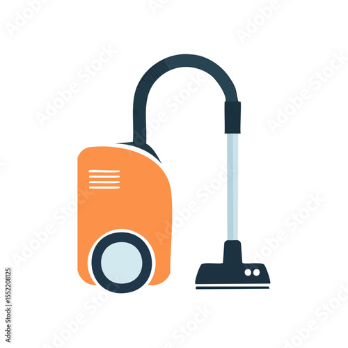 Orange Vacuum Cleaner Illustration on Black Background, Cleaning Appliance Icon