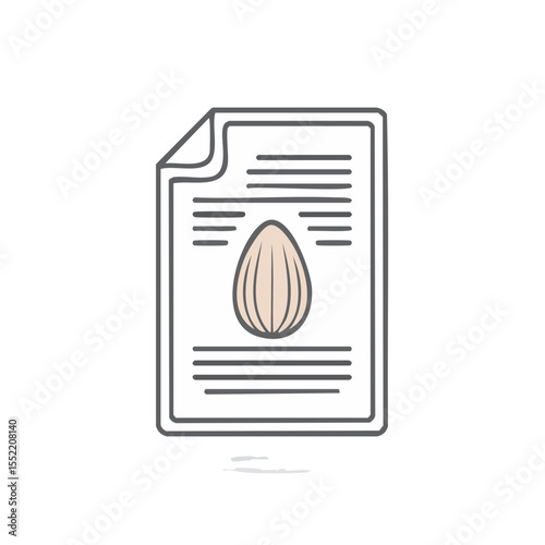 Almond Nut Nutrition Information Label Graphic, Healthy Diet, Raw Food Ingredients, Single Object Isolated