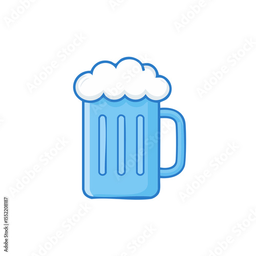 Frothy blue beer mug icon with foam illustration vector for beverage celebration designs and pub bar menus brewery craft beer art