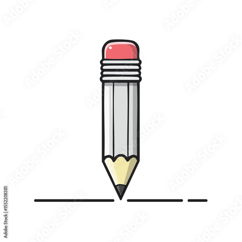 Illustration of a white pencil drawing a line, simple design against black background