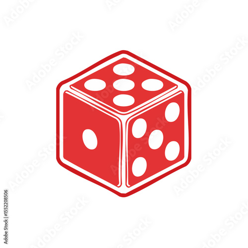 Red die with white pips illustration for games of chance on black background gambling and casinos success luck risk taking odds play