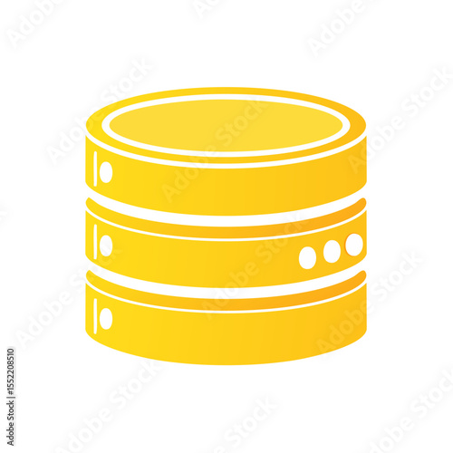Database server vector illustration with gold color scheme on black background for technology concepts, hosting, data storage, networking