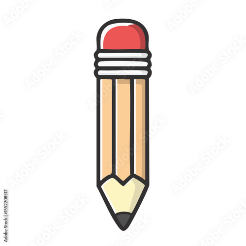 Illustration of a sharpened pencil with an eraser on a black background for education or writing supplies