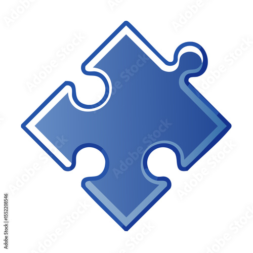 Blue Puzzle Piece Icon on Black Background - Connection, Integration, Solution