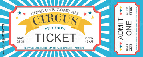 Colorful invitation ticket to the circus