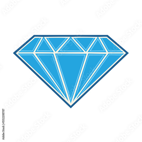 Simple blue diamond vector illustration on black background for gem and jewelry themed projects and designs