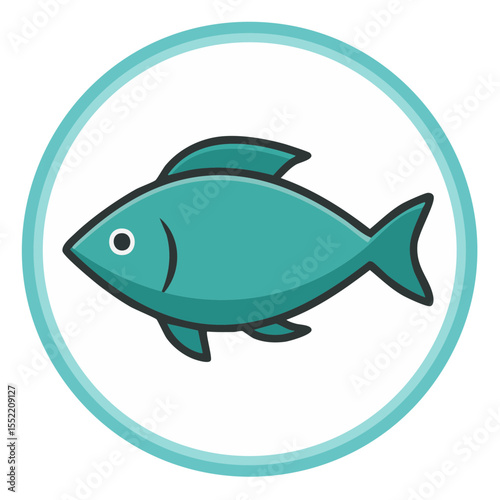 Isolated fish illustration on white background with light blue border design aquarium icon aquatic animal wildlife ocean sea lake