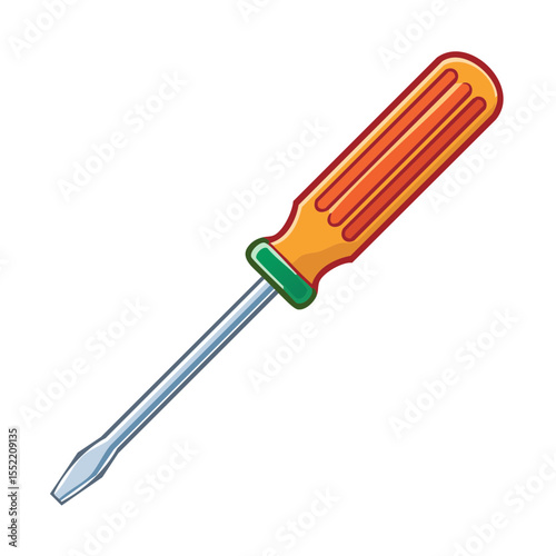 Isolated Flathead Screwdriver on Black Background Hand Tool for Repair Work or Construction Projects