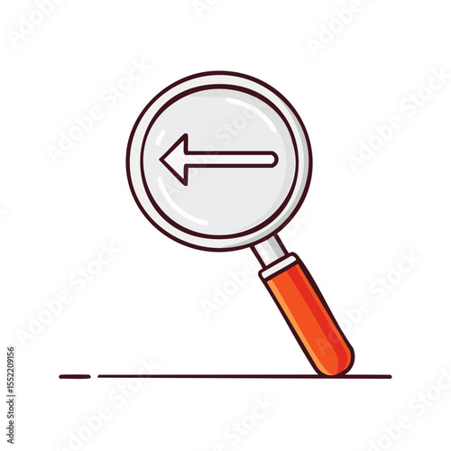 Magnifying Glass with Left Arrow Navigation Icon Vector Illustration Isolated on Black Background