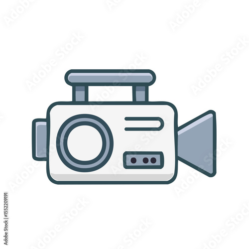 Retro Style Video Camera Illustration Film Recording Equipment Symbol Vector