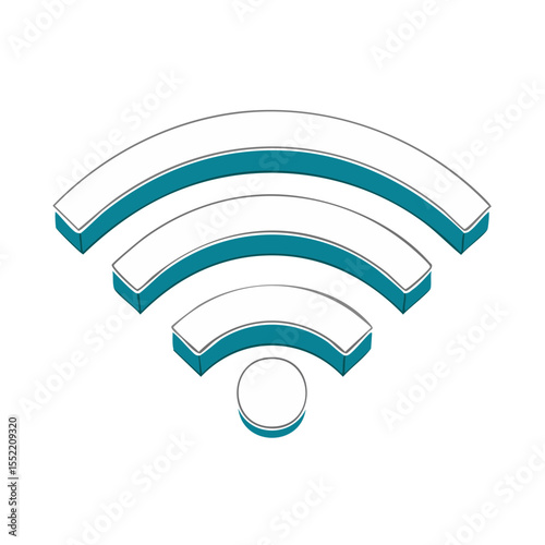 Wireless Network Symbol Indicating Connection Strength Isometric Design on Dark Background