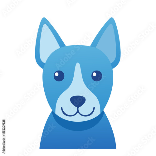 Blue dog cartoon character illustration friendly pet with simple facial expression isolated on black background animal concept graphic design
